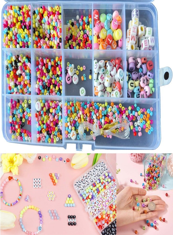 Do It Yourself DIY Crafts Letter Bead Kit Storage Organizers, Alphabet Beads Set Heart Bear Shaped Cases 4x7mm Round Letter, Acrylic Alphabet Beads for Friendship Bracelet Making Necklace Keychain (240 Pcs Multi-9) - Image 1